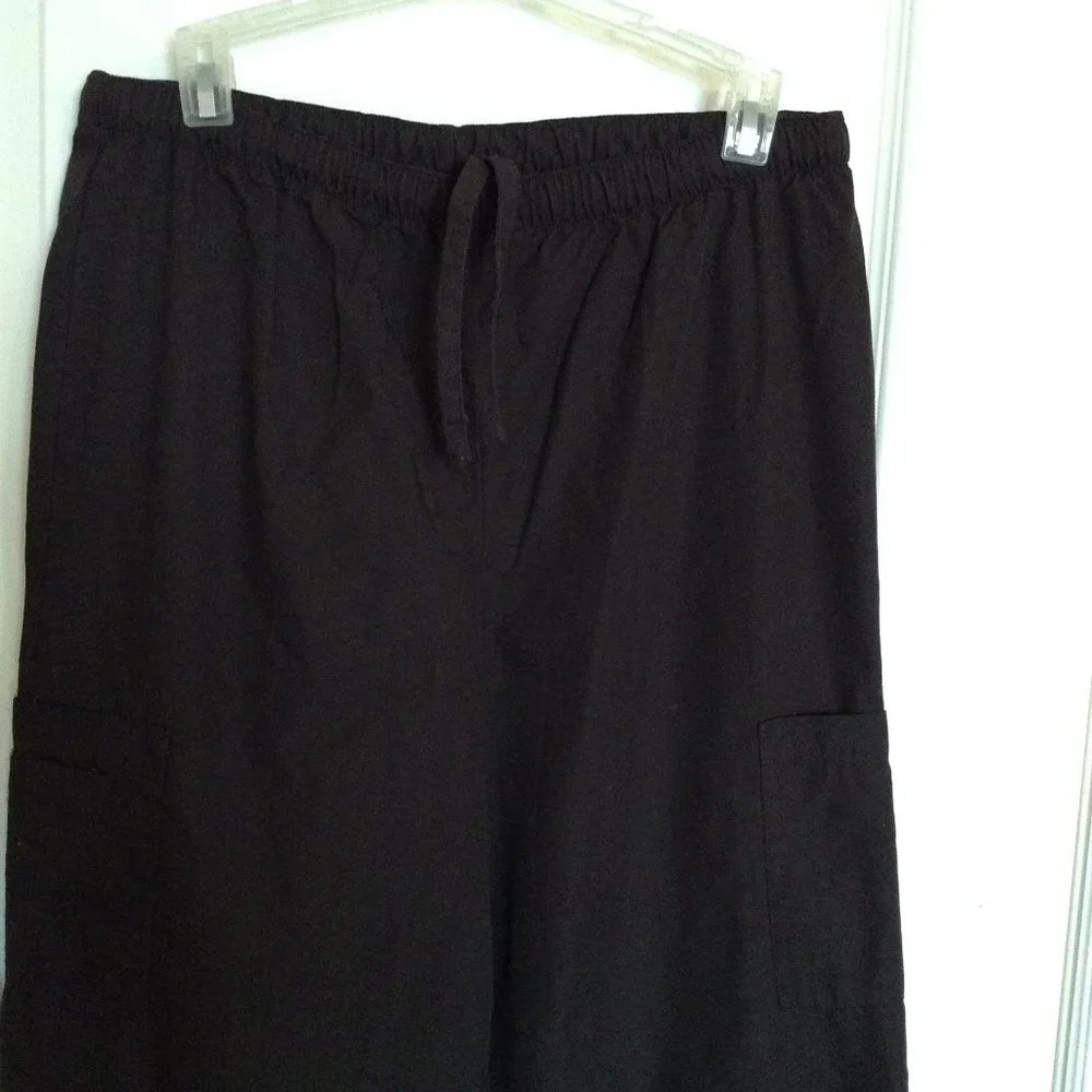 Health Pro Women's Cargo Pocket Scrub Pants Dark Brown Size SP Nurse Uniform